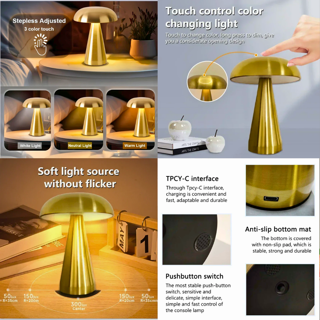 Modern Metal Mushroom Lamp