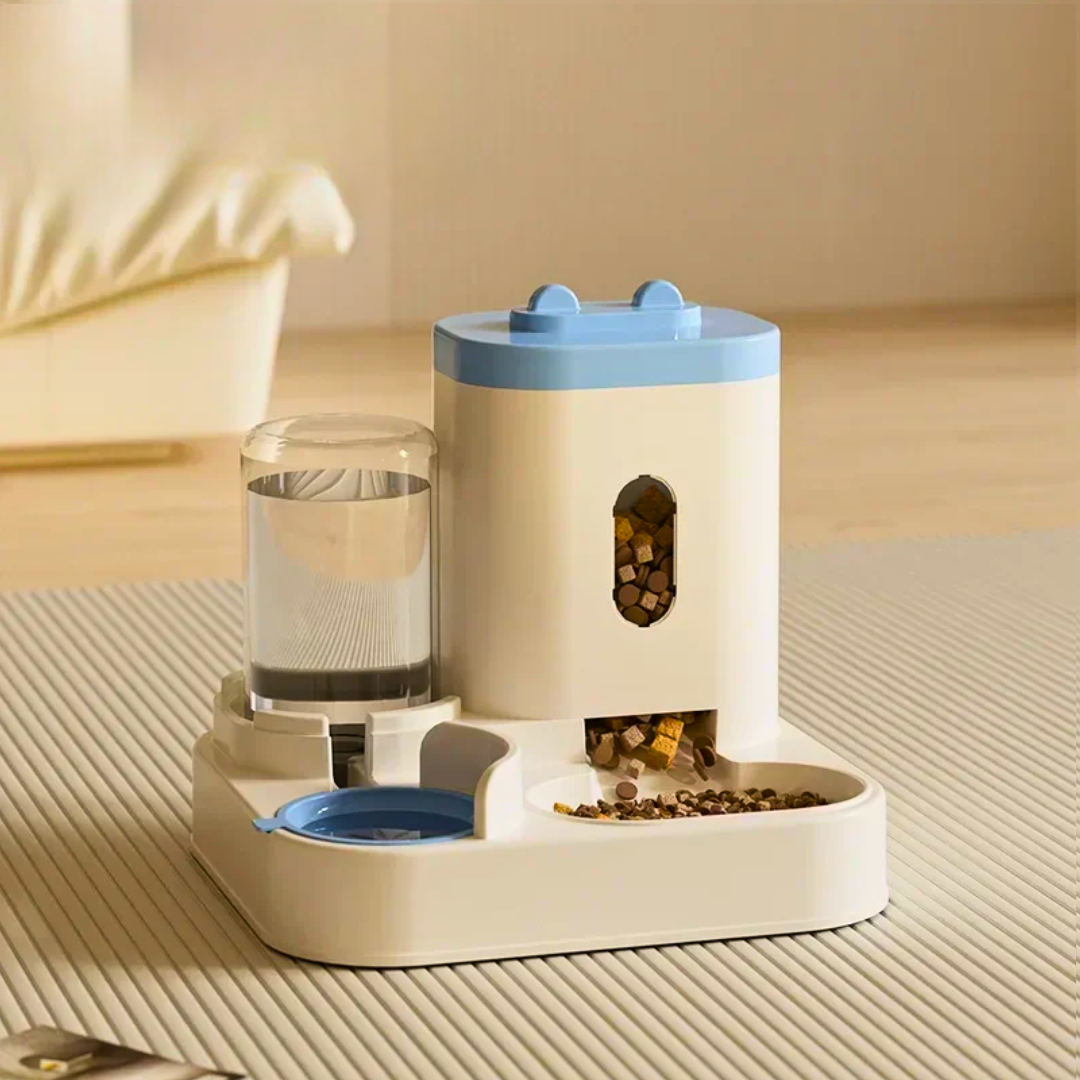 Timesaving Automatic Pet Feeder With Water Fountain