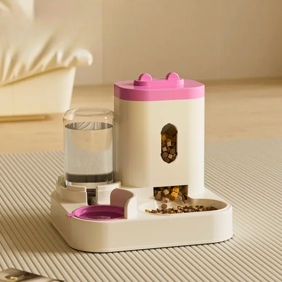 Timesaving Automatic Pet Feeder With Water Fountain